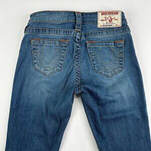 True Religion Low Rise Super Skinny Ankle Jeans Medium Blue
